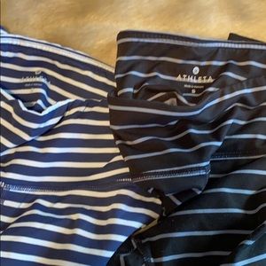 2 pairs of Athleta striped cropped leggings